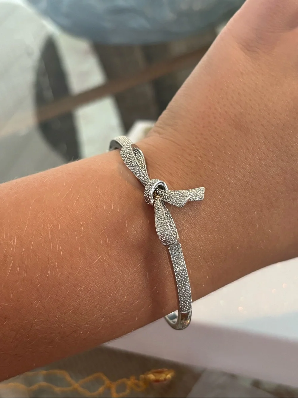 Sterling Silver Diamond Pave Bangle Bracelet